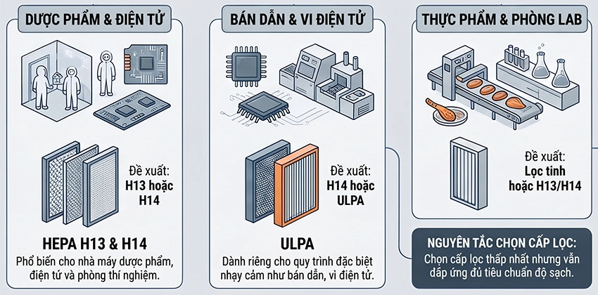 Lựa chọn cấp lọc HEPA/ULPA cho từng môi trường nhà máy